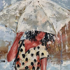 “Lady in the rain” oil painting on canvas (65x65cm)